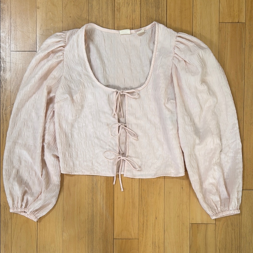Levi's Blush Pink Puff Sleeve Crop Blouse Medium